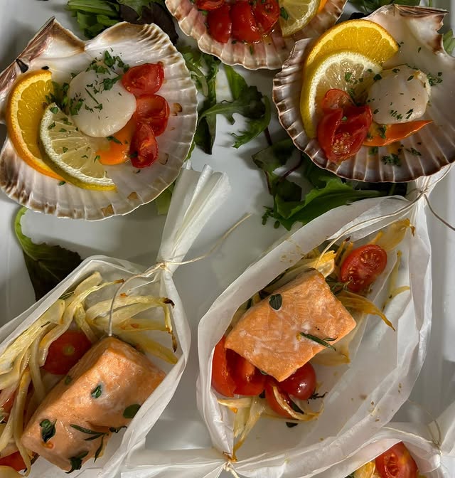 Salmone al cartoccio e canestrelli